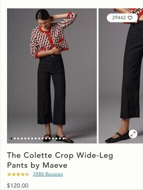 Maeve The Colette Crop Wide-Leg Pants - Black Size 32